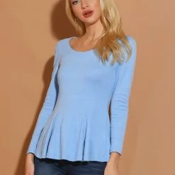 Allegra K Women's Long Sleeves Scoop Neck Casual Peplum Shirt 83 Allegra K Women's Long Sleeves Scoop Neck Casual Peplum Shirt