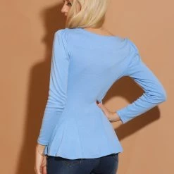 Allegra K Women's Long Sleeves Scoop Neck Casual Peplum Shirt 86 Allegra K Women's Long Sleeves Scoop Neck Casual Peplum Shirt