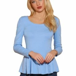 Allegra K Women's Long Sleeves Scoop Neck Casual Peplum Shirt 82 Allegra K Women's Long Sleeves Scoop Neck Casual Peplum Shirt