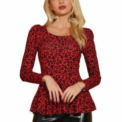 Allegra K 6507 Ladies Long Sleeves Scoop Neck Leopard Prints Peplum Shirt Women 94 Allegra K 6507 Ladies Long Sleeves Scoop Neck Leopard Prints Peplum Shirt Women