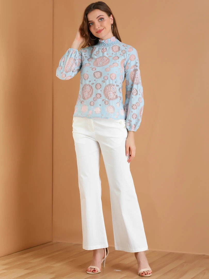 Allegra K Women's Lace Tops Vintage Semi Sheer Long Sleeve Turtleneck Blouses Shirts 13 Allegra K Women's Lace Tops Vintage Semi Sheer Long Sleeve Turtleneck Blouses Shirts