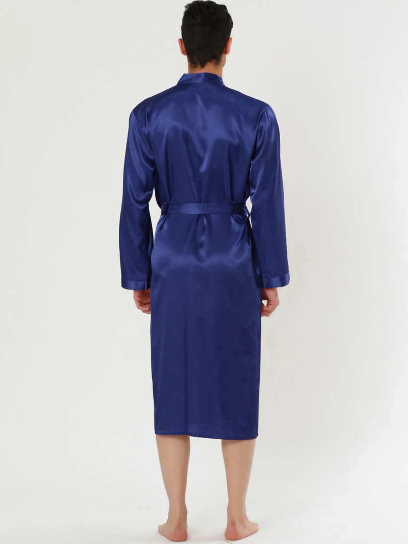 Allegra K Men's Satin Robe Sleep Nightdress Long Sleeve Lounge Sleepwear Pajama Dress Bathrobe 7 Allegra K Men's Satin Robe Sleep Nightdress Long Sleeve Lounge Sleepwear Pajama Dress Bathrobe