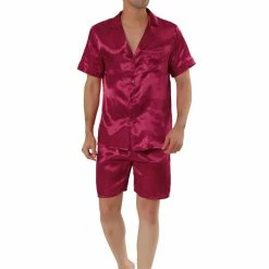Allegra K Men's Summer Satin Pajama Sets Short Sleeve Nightwear Top And Pants Loungewear Soft Sleepwears 20 Allegra K Men's Summer Satin Pajama Sets Short Sleeve Nightwear Top And Pants Loungewear Soft Sleepwears