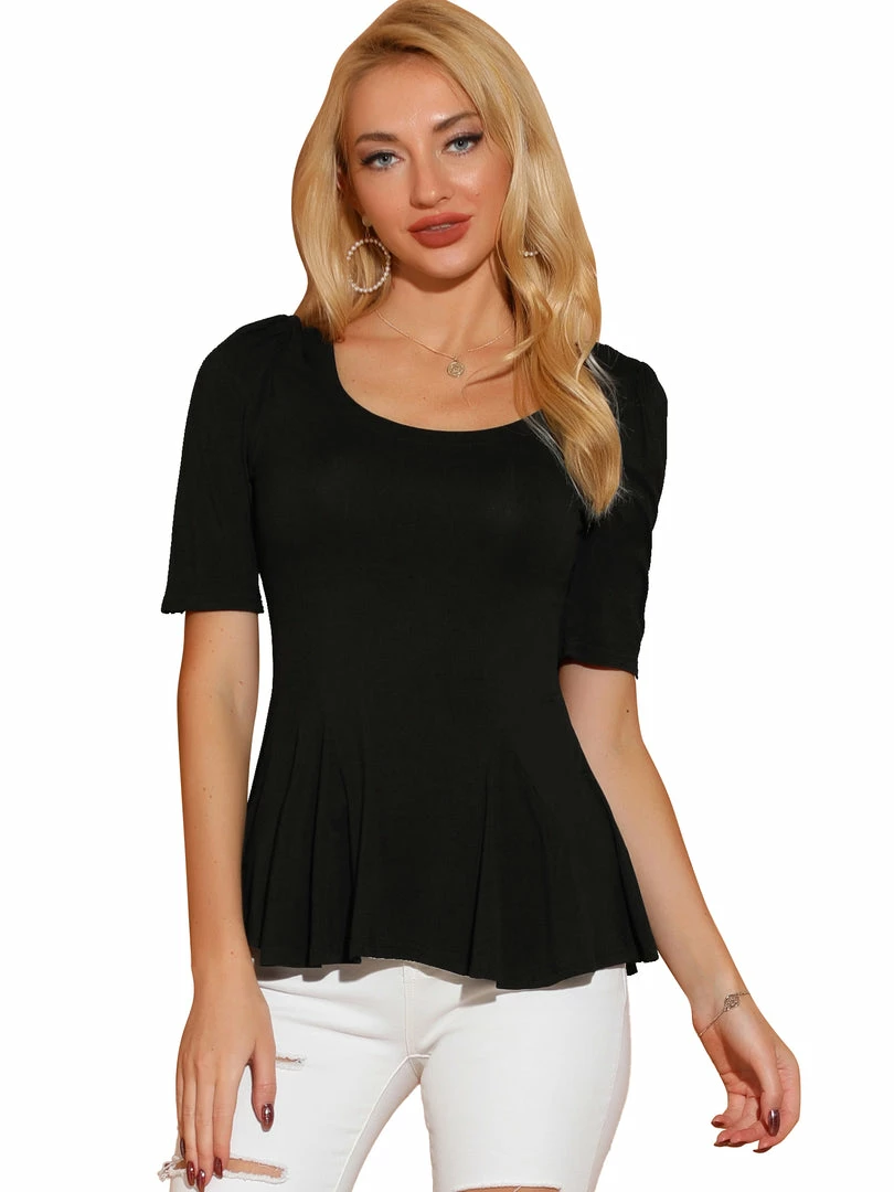 Allegra K Women's Short Sleeves Scoop Neck Casual Peplum Shirt Top 10 Allegra K Women's Short Sleeves Scoop Neck Casual Peplum Shirt Top