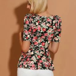 Allegra K Women's Short Sleeves Scoop Neck Casual Peplum Shirt Top 38 Allegra K Women's Short Sleeves Scoop Neck Casual Peplum Shirt Top