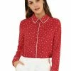 Allegra K Long Sleeve Button Down Polka Dot Shirt