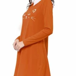 Allegra K Women Contrast Collar Flare Hem Above Knee Dress