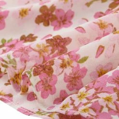 Women Allegra K Square Neck Long Bell Sleeve Floral Print Smocked Blouse