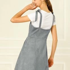 Allegra K Women's Strap Button Down Faux Suede A-Line Mini Overall Dress 72 Allegra K Women's Strap Button Down Faux Suede A-Line Mini Overall Dress