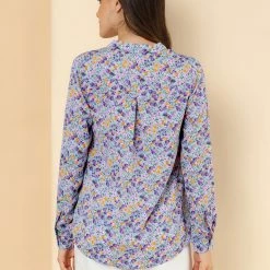 Allegra K Button Down Stand Collar V Neck Long Sleeve Floral Blouse Women 68 Allegra K Button Down Stand Collar V Neck Long Sleeve Floral Blouse Women
