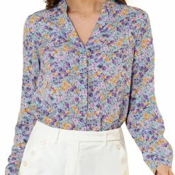 Allegra K Button Down Stand Collar V Neck Long Sleeve Floral Blouse Women 64 Allegra K Button Down Stand Collar V Neck Long Sleeve Floral Blouse Women