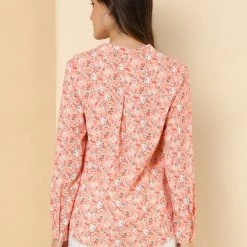 Allegra K Button Down Stand Collar V Neck Long Sleeve Floral Blouse Women 62 Allegra K Button Down Stand Collar V Neck Long Sleeve Floral Blouse Women