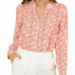 Allegra K Button Down Stand Collar V Neck Long Sleeve Floral Blouse Women 58 Allegra K Button Down Stand Collar V Neck Long Sleeve Floral Blouse Women