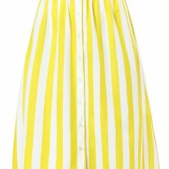 Allegra K Women's Stripes Button Front Elastic Back A Line Midi Skirt 70 Allegra K Women's Stripes Button Front Elastic Back A Line Midi Skirt