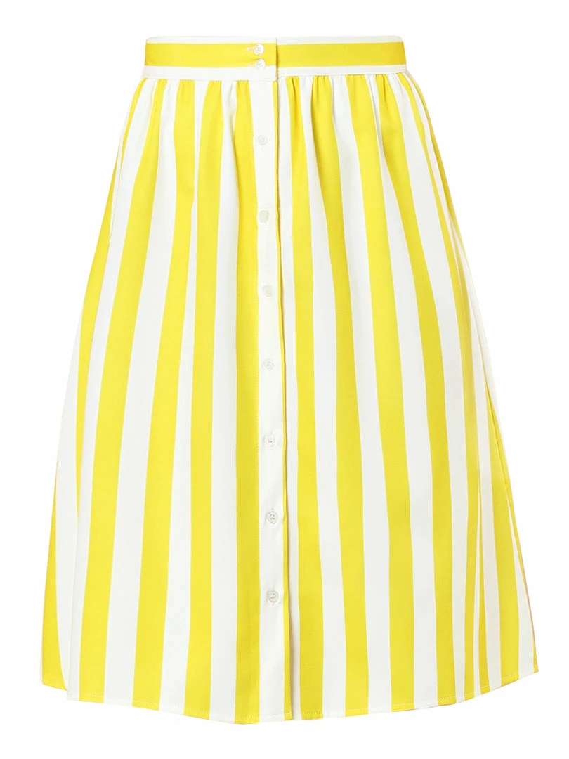 Allegra K Women's Stripes Button Front Elastic Back A Line Midi Skirt 9 Allegra K Women's Stripes Button Front Elastic Back A Line Midi Skirt