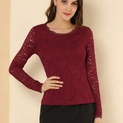 Allegra K Sheer Long Sleeves Flower Embroidery Lace Top 28 Allegra K Sheer Long Sleeves Flower Embroidery Lace Top