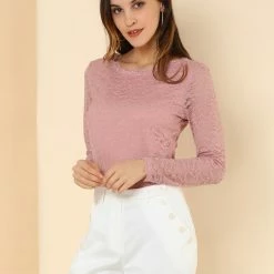 Allegra K Sheer Long Sleeves Flower Embroidery Lace Top 21 Allegra K Sheer Long Sleeves Flower Embroidery Lace Top