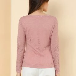 Allegra K Sheer Long Sleeves Flower Embroidery Lace Top 24 Allegra K Sheer Long Sleeves Flower Embroidery Lace Top