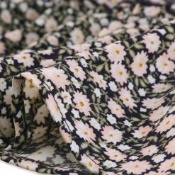 Allegra K Women's Floral Daisy Printed Half Placket Ruffle Hem A-Line Belted Sleeveless Dress