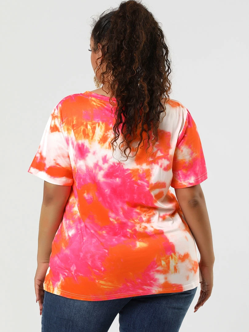 Allegra K Women's Top Short Sleeves V Neck Lightweight Casual Tie Dye T Shirt Tops 8 Allegra K Women's Top Short Sleeves V Neck Lightweight Casual Tie Dye T Shirt Tops