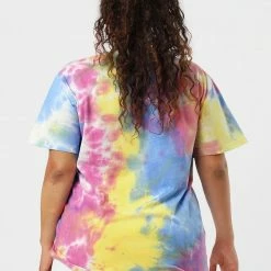 Allegra K Women's Plus Size Tie Dye T Shirts Summer Short Sleeves Casual Tops