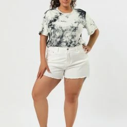 Allegra K Women's Plus Size Tie Dye T Shirts Summer Short Sleeves Casual Tops