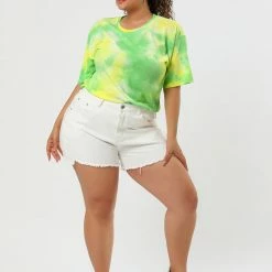 Allegra K Women's Plus Size Tie Dye T Shirts Summer Short Sleeves Casual Tops