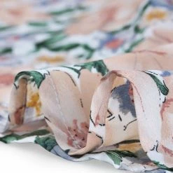 Allegra K Women's Floral 3/4 Bell Sleeve Smocked Belted Flare Ruffle Dress