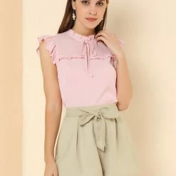 Allegra K Women's Elastic Tie High Waist Culottes Beach Summer Shorts