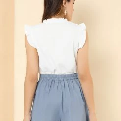 Allegra K Women's Elastic Tie High Waist Culottes Beach Summer Shorts