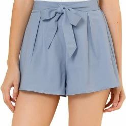 Allegra K Women's Elastic Tie High Waist Culottes Beach Summer Shorts