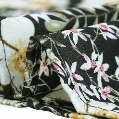 Allegra K Women's Tie V Neck Casual Boho Ruffled 3/4 Sleeve Floral Blouse Tops