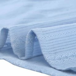 Allegra K Women's Cotton Frilled Blouses Solid Round Neck Short Sleeve Shirt Top