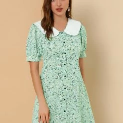 Allegra K Women's Peter Pan Collar Floral Dress Bow Tie Short Sleeve Summe Dresses 41 Allegra K Women's Peter Pan Collar Floral Dress Bow Tie Short Sleeve Summe Dresses