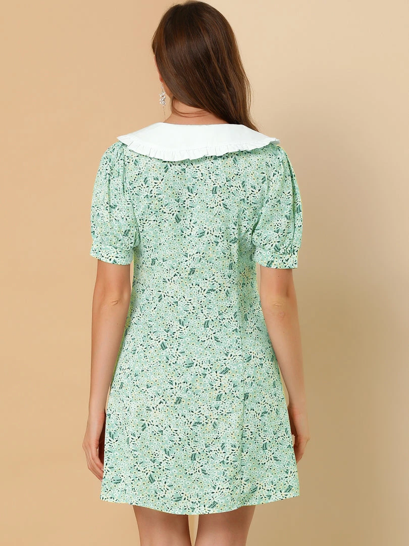 Allegra K Women's Peter Pan Collar Floral Dress Bow Tie Short Sleeve Summe Dresses 20 Allegra K Women's Peter Pan Collar Floral Dress Bow Tie Short Sleeve Summe Dresses