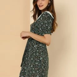 Allegra K Women's Peter Pan Collar Floral Dress Bow Tie Short Sleeve Summe Dresses 35 Allegra K Women's Peter Pan Collar Floral Dress Bow Tie Short Sleeve Summe Dresses