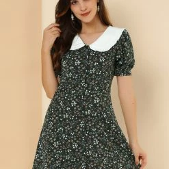 Allegra K Women's Peter Pan Collar Floral Dress Bow Tie Short Sleeve Summe Dresses 37 Allegra K Women's Peter Pan Collar Floral Dress Bow Tie Short Sleeve Summe Dresses