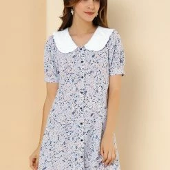 Allegra K Women's Peter Pan Collar Floral Dress Bow Tie Short Sleeve Summe Dresses 29 Allegra K Women's Peter Pan Collar Floral Dress Bow Tie Short Sleeve Summe Dresses