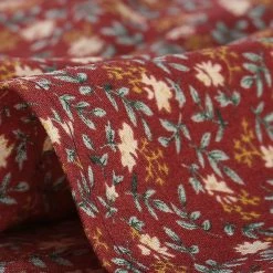 Allegra K Floral Print Square Neck Long Sleeves Tie Waist Blouse Women