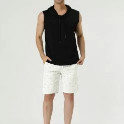 Allegra K Men's Summer Swim Elastic Waistband Drawstring Pockets Patterned Beach Board Shorts