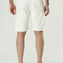 Allegra K Men's Summer Swim Elastic Waistband Drawstring Pockets Patterned Beach Board Shorts