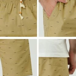 Allegra K Men's Summer Swim Elastic Waistband Drawstring Pockets Patterned Beach Board Shorts