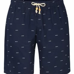 Allegra K Men's Summer Swim Elastic Waistband Drawstring Pockets Patterned Beach Board Shorts