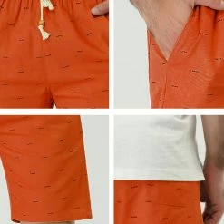 Allegra K Men's Summer Swim Elastic Waistband Drawstring Pockets Patterned Beach Board Shorts