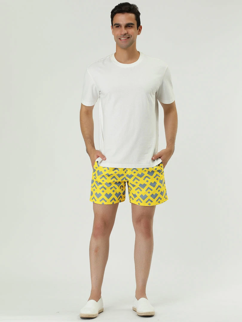 Allegra K Men's Summer Swim Elastic Waist Drawstring Pattern Beach Board Shorts With Mesh Lining 12 Allegra K Men's Summer Swim Elastic Waist Drawstring Pattern Beach Board Shorts With Mesh Lining