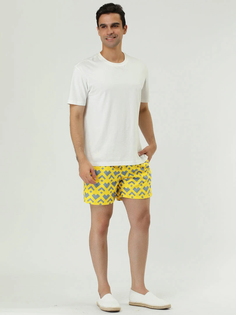 Allegra K Men's Summer Swim Elastic Waist Drawstring Pattern Beach Board Shorts With Mesh Lining 13 Allegra K Men's Summer Swim Elastic Waist Drawstring Pattern Beach Board Shorts With Mesh Lining