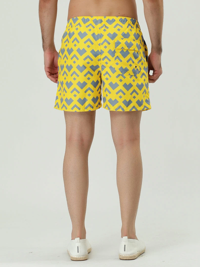 Allegra K Men's Summer Swim Elastic Waist Drawstring Pattern Beach Board Shorts With Mesh Lining 14 Allegra K Men's Summer Swim Elastic Waist Drawstring Pattern Beach Board Shorts With Mesh Lining