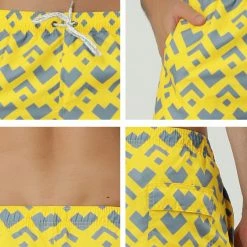 Allegra K Men's Summer Swim Elastic Waist Drawstring Pattern Beach Board Shorts With Mesh Lining 27 Allegra K Men's Summer Swim Elastic Waist Drawstring Pattern Beach Board Shorts With Mesh Lining