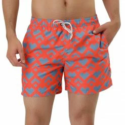 Allegra K Men's Summer Swim Elastic Waist Drawstring Pattern Beach Board Shorts With Mesh Lining 17 Allegra K Men's Summer Swim Elastic Waist Drawstring Pattern Beach Board Shorts With Mesh Lining