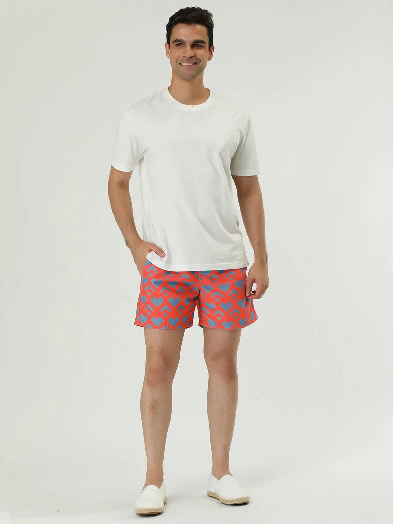 Allegra K Men's Summer Swim Elastic Waist Drawstring Pattern Beach Board Shorts With Mesh Lining 6 Allegra K Men's Summer Swim Elastic Waist Drawstring Pattern Beach Board Shorts With Mesh Lining